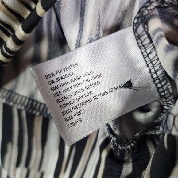 Women's Worthington Stretch Blouse Black/White Striped Pattern Short Sleeve S - Picture 4 of 8